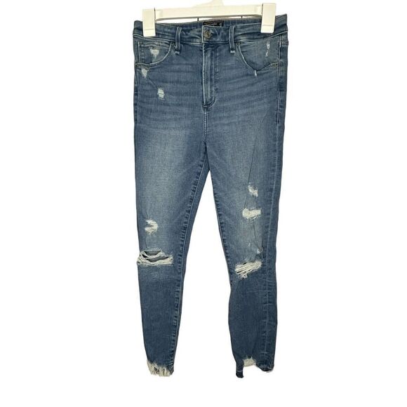 Abercrombie and Fitch Simone High Rise Ankle Distressed Jeans - Picture 1 of 6